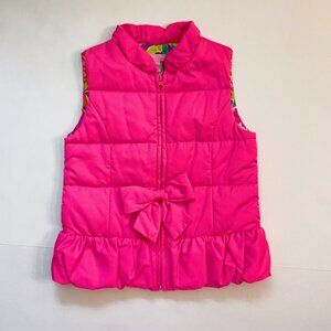 Lilly Pulitzer Girls Pink Puffer Vest with Bow, Size 12/14